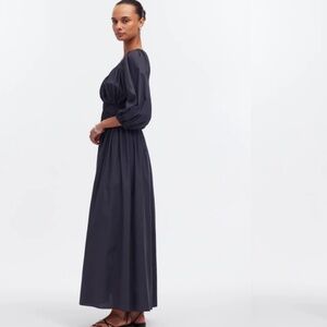 Madewell V-Neck Balloon Sleeve Maxi Dress in Black Size 0 NWT